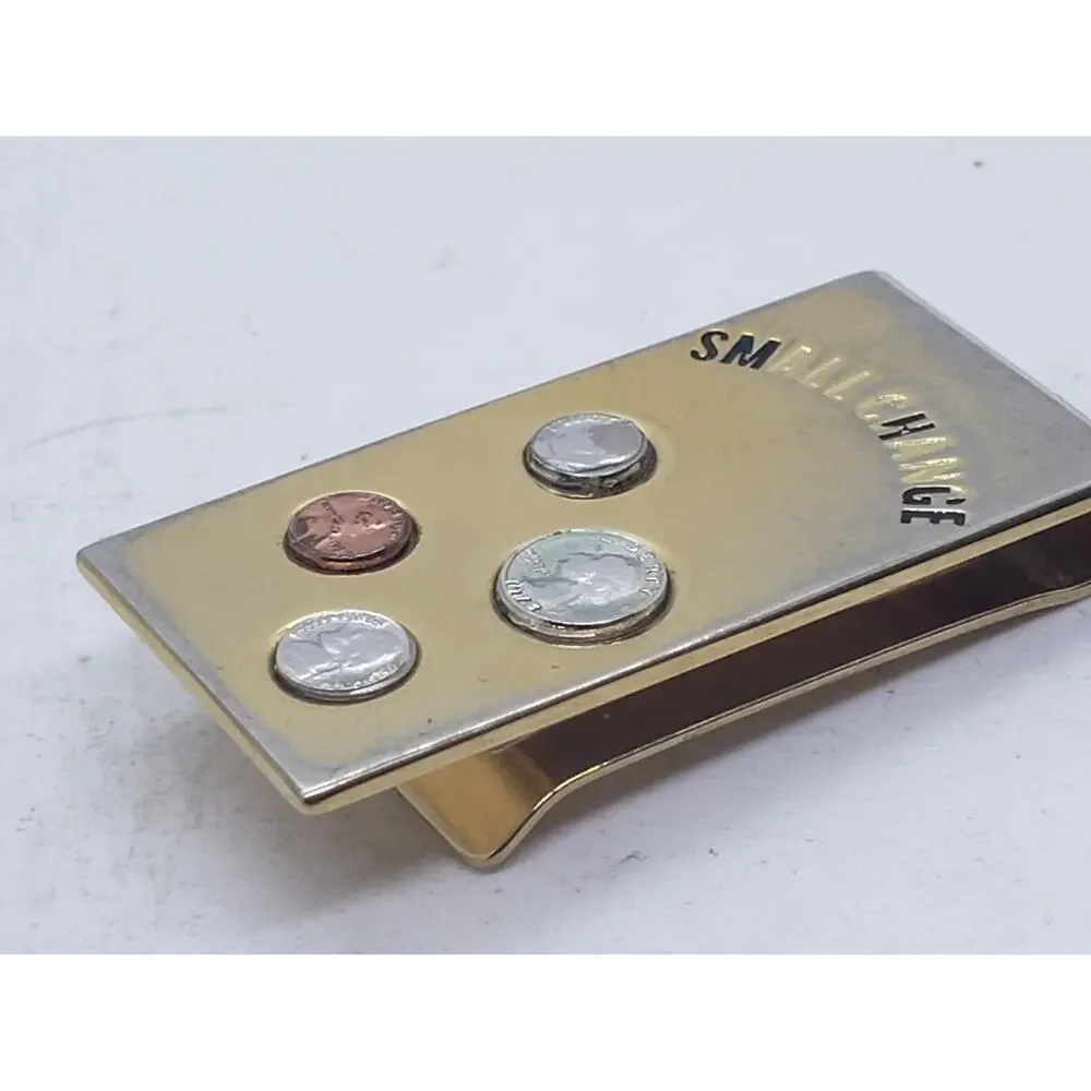 Vintage Money Clip Mini USA Coins Penny Nickel Dime Quarter 1977 Gift